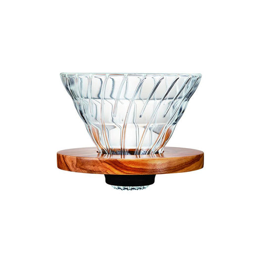 Hario V60 Glass Coffee Dripper Olive Wood - Size 02 - Premium  from Hario - Just £45.84! Shop now at Bean & Brew Co.