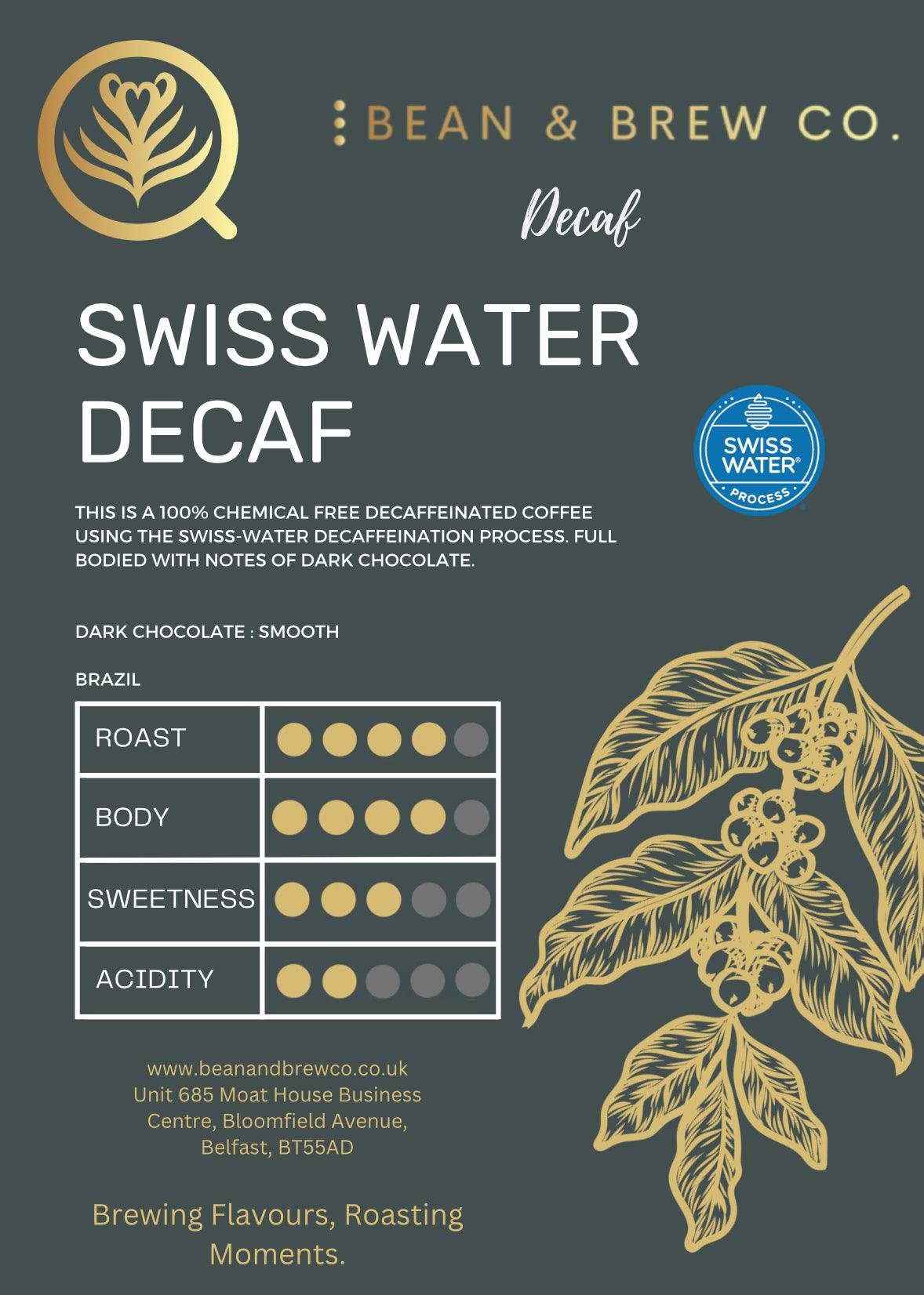 Swiss-Water Decaf - Premium Decaf from Bean and Brew Co. - Just £12.49! Shop now at Bean & Brew Co.