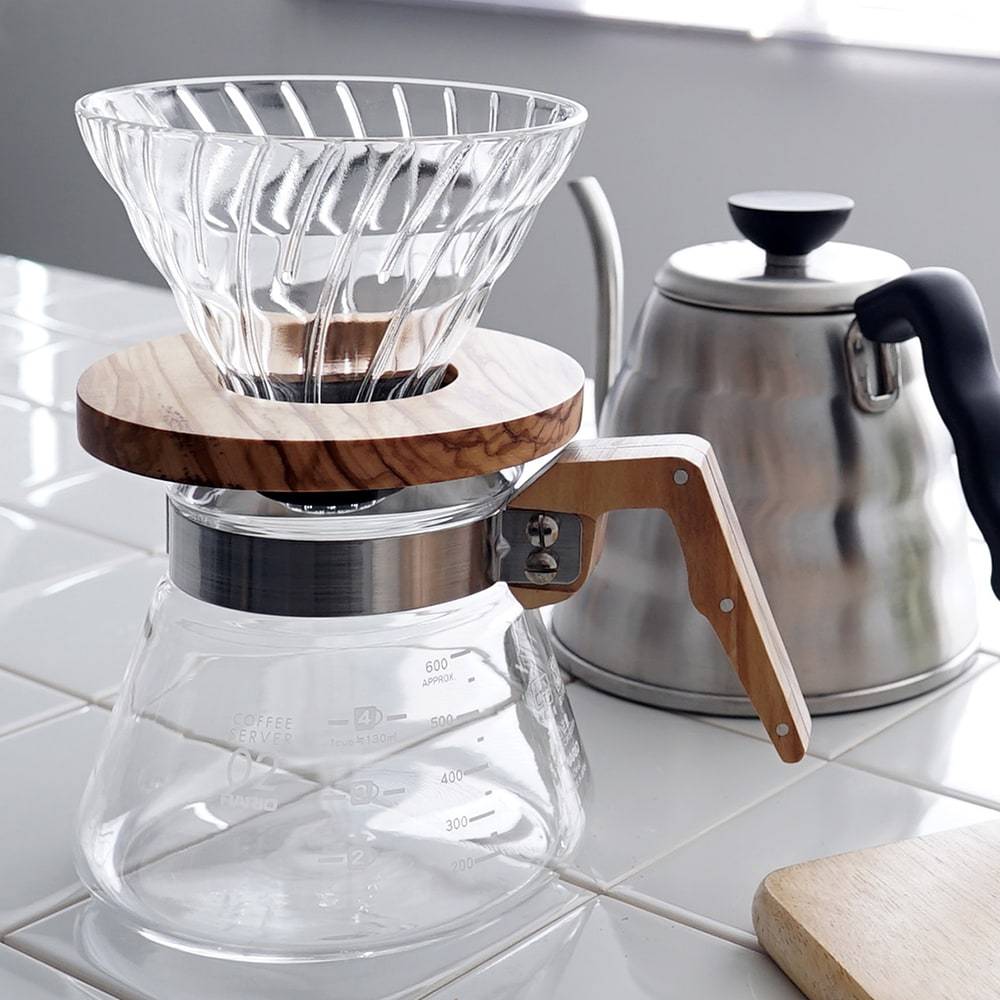 Hario V60 Glass Coffee Dripper Olive Wood - Size 02 - Premium  from Hario - Just £45.84! Shop now at Bean & Brew Co.